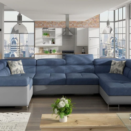 Minkštas kampas LETTO, pilka-mėlyna