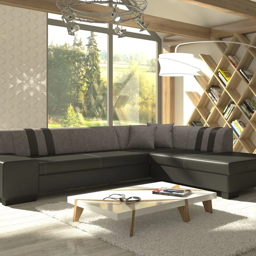 Minkštas kampas PORTO II, juoda-pilka