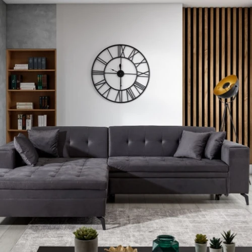 Minkštas kampas SOLANGE, tamsiai pilka