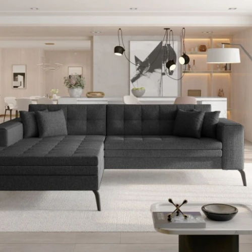 Minkštas kampas SOLANGE, tamsiai pilkas