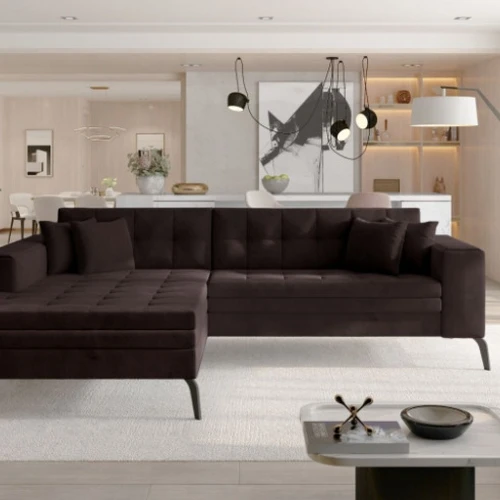 Minkštas kampas SOLANGE, tamsiai ruda