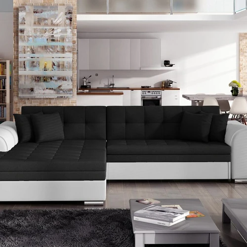 Minkštas kampas SORENTO, juoda-balta