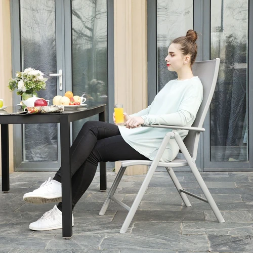 Aukštos kokybės sodo kėdės iš sintetinio pluošto audinio