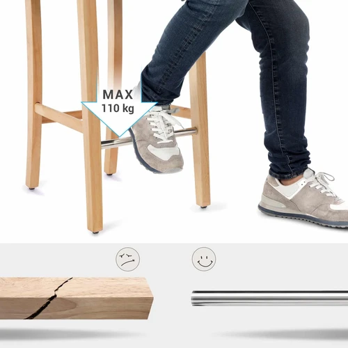 Natūralios baro kėdės su guminės medienos rėmu