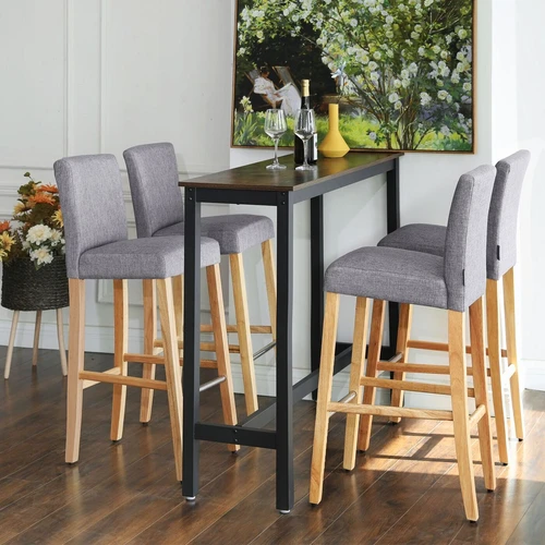 Pušies medienos baro kėdės su pėdų atrama