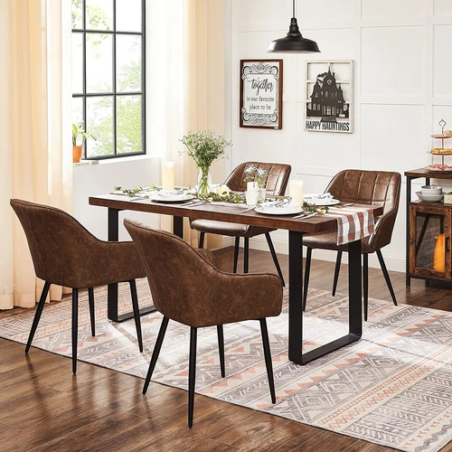 Tamsiai rudos kėdės su mediniu viršumi ir patvariomis kojelėmis