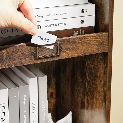Knygų lentyna su vintažine ruda spalva