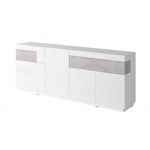 4D komoda SE25 SILKE balta / balta blizgi - colorado beton