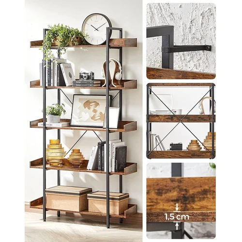 Stilinga vintažinė lentyna su plieniniais elementais