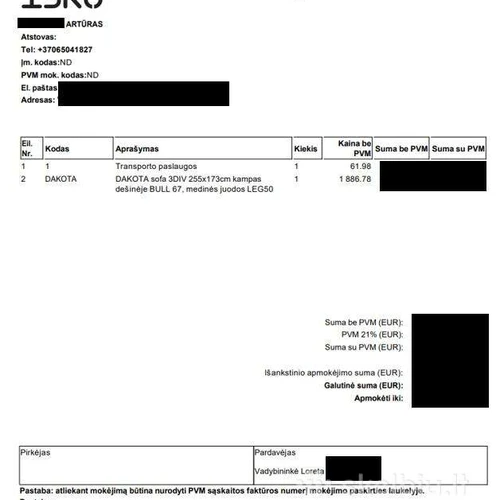 Naujas kampas Dakota 3 DIV su miegamuoju mechanizmu