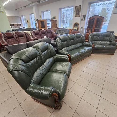 Natūralios odos komplektas 3+2+2 - Minkštų baldų komplektai