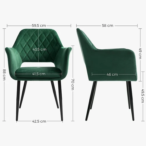 Graži žalia kėdė su mediniu viršumi ir aksominu užvalkalu