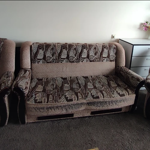 Minkštas svetainės komplektas: sofa-lova ir du foteliai