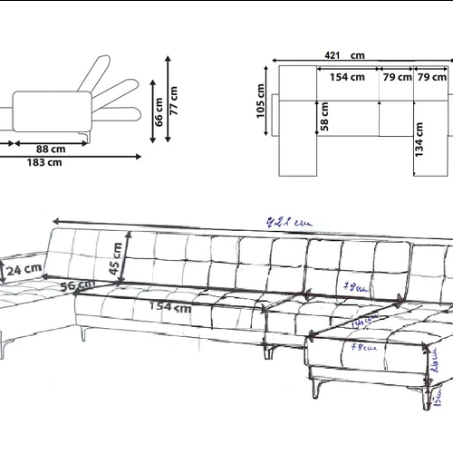 Modulinis minkštas kampas U forma, dirbtinė oda