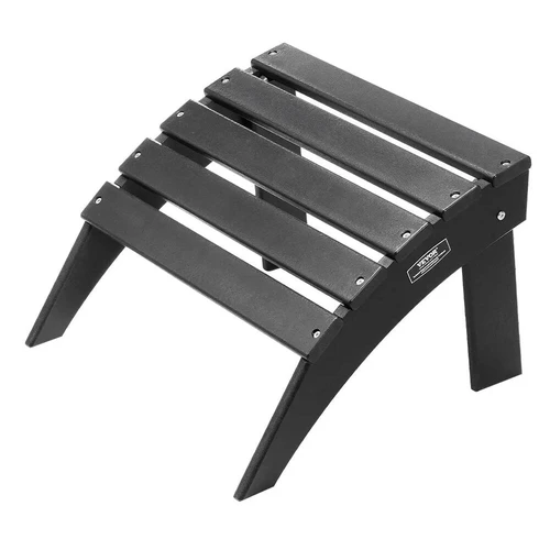 Adirondack sulankstomas HDPE pufas, juodas, atsparus orui, 47x50x33 cm