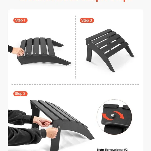 Sulankstomas Adirondack pufas su ergonomišku dizainu