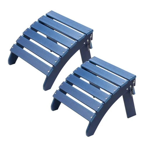 Adirondack sulankstomas pufų komplektas, 2 vnt., mėlynas, HDPE, lauko