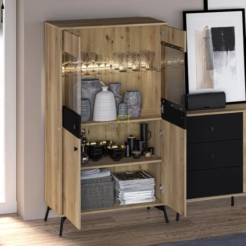 Kompaktiška spintelė su LED apšvietimu ir tyliu uždarymu