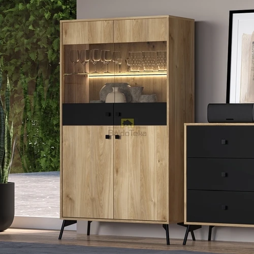 Stilinga spintelė Castello ąžuolo ir juodos spalvos