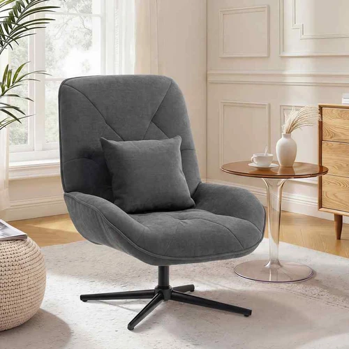 Akcentinis fotelis, 360° pasukamas, Pilkas, 72 × 92 × 96 cm - Foteliai