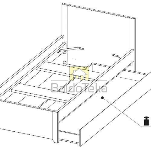 Lova su universaliai montuojamu stalčiumi