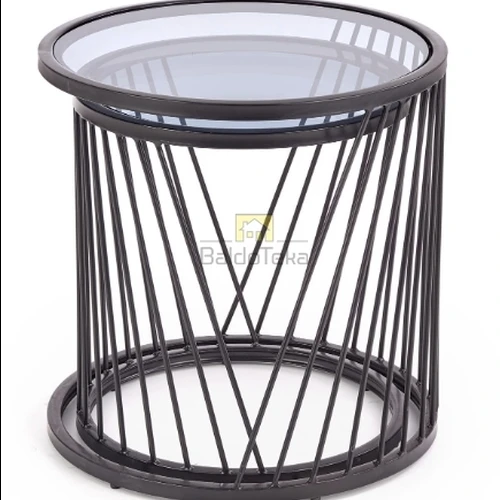 Elegantiškas stalas su grūdintu stiklu ir metaliniu pagrindu