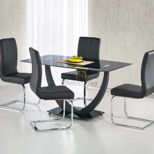 Elegantiškas juodas stalas su grūdintu stiklu