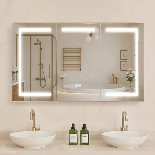 Apšviesta vonios vaistinėlė su veidrodžiu, 100x60 cm, LED, USB
