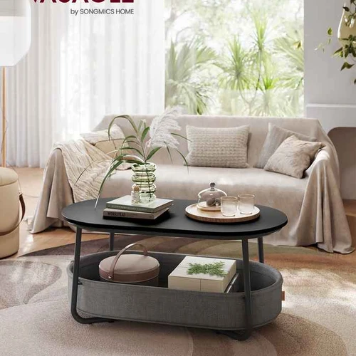 Apvalus kavos staliukas VASAGLE LCT244B56, su daiktadėže, 100 × 45,7 × 55 cm - Žurnaliniai (kavos) staliukai