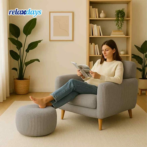 Apvalus pufas „Relaxdays“, Ø 35 × 25 cm - Pufai