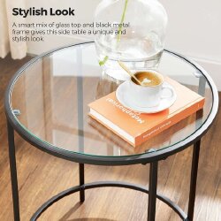 Apvalus staliukas su juodu metaliniu rėmu - Žurnaliniai (kavos) staliukai