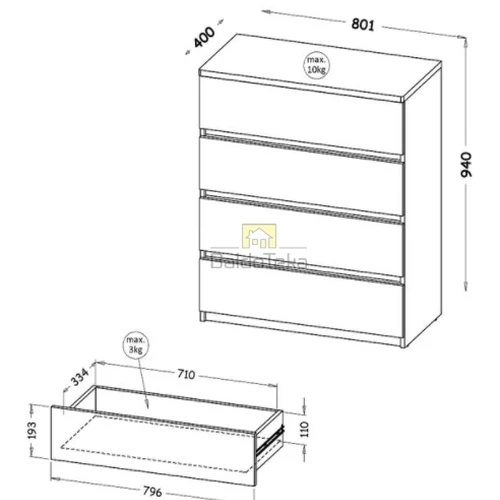 Moderni spintelė 80x94x40 cm, LMDP medžiaga