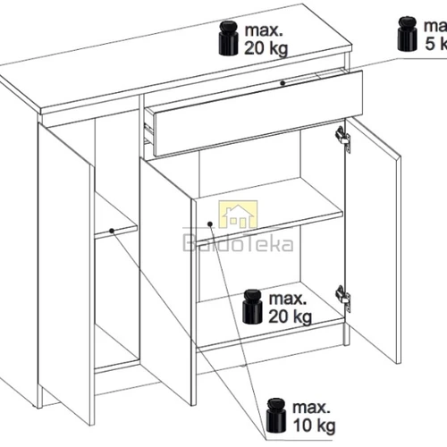Ergonominė spinta 109x103,6x35 cm