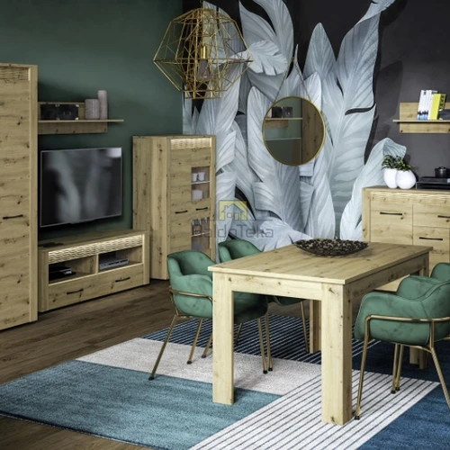 Moderni spintelė ąžuolo Artisan spalva su apšvietimu