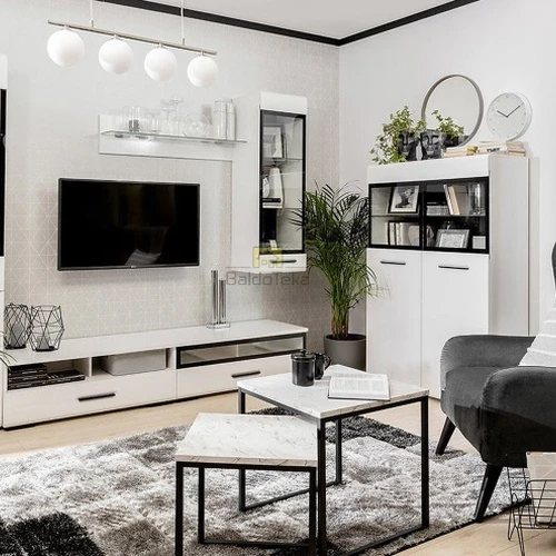 ASSEN komplektas su vitrina, lentynomis ir TV staliukais