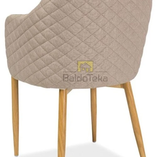 Modernios kėdės su gobelenu ir metalu – pilka spalva