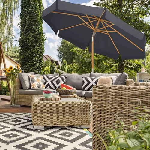 Medinis skėtis su sulankstoma funkcija ir 8 šonkauliais