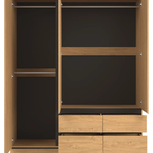 Modernus akmeninio ąžuolo stalas su juodais stalčiais