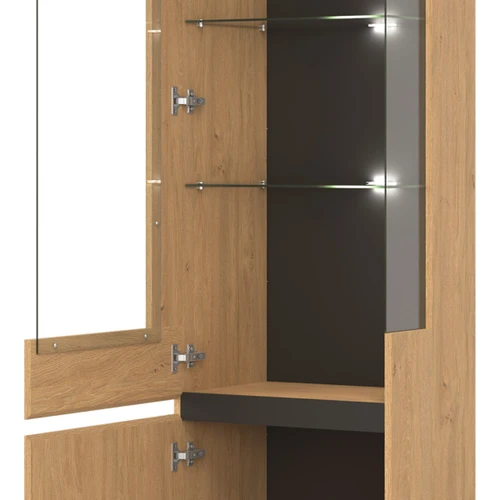 Modernus ąžuolo spintos stalas su juoda apdaila