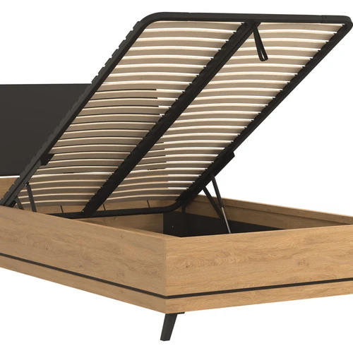 Modernus akmeninio ąžuolo spintos stalas su juodais stalčiais