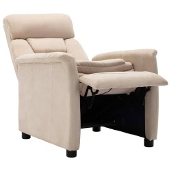 Atlošiamas krėslas, kreminės spalvos, dirbtinė versta oda - Foteliai
