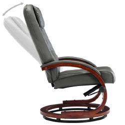 Atlošiamas krėslas su pakoja, pilkos spalvos, dirbtinė oda - Foteliai