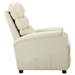 Atlošiamas krėslas su reguliuojama pakoja, kreminės spalvos, dirbtinė oda - Foteliai