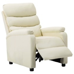 Atlošiamas krėslas su reguliuojama pakoja, kreminės spalvos, dirbtinė oda - Foteliai