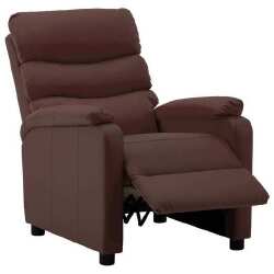 Atlošiamas, rudos spalvos krėslas, dirbtinė oda - Foteliai