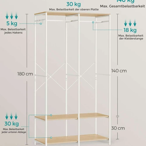 Minimalistinė atvira spinta 180 cm aukščio