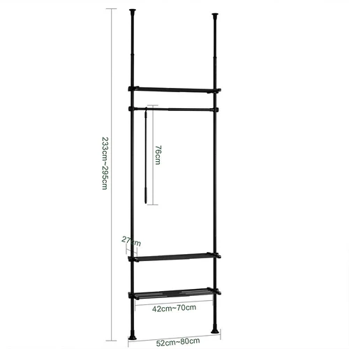 Atvira drabužių spinta 80x295cm., juodos spalvos - Spintos, spintelės