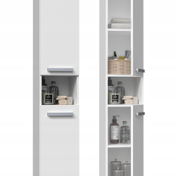 Kompaktiška vonios spintelė su 174 cm aukščiu ir patogiu vidiniu išplanavimu