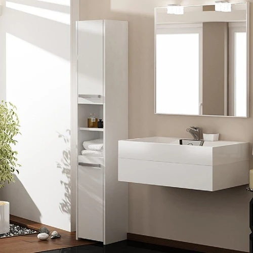 Sidabro spalvos rankenėlės vonios spintelei