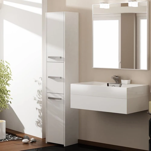 Praktiška vonios spintelė su keičiama durelių montavimo kryptimi